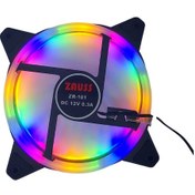 Resim Molex Girişli Sessiz Renkli Fan 12cm Rainbow Kasa Fanı RGB 120mm 