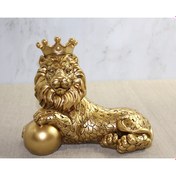 Resim Polyester Dekoratif Taçlı Aslan Figürü 