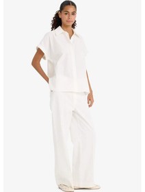 Resim Defacto Wide Leg Cepli Yüksek Bel Gabardin Pantolon F1649ax25auer105 Ekru 