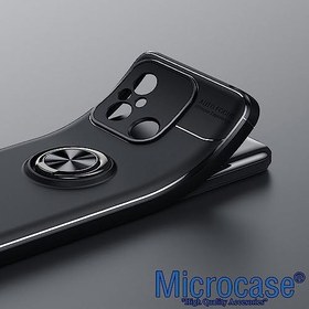 Resim Microcase Xiaomi Redmi 12C / Redmi 11A Focus Serisi Yüzük Standlı Silikon Kılıf - Siyah AL3363 