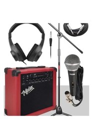 Resim AyrStore MGA 25RD PAK Elektro Gitar Amfisi 25 Watt USB Bluetooth ve Şarjlı (Amfi Mikrofon Stand 
