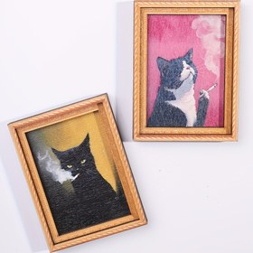 Resim Sevimli Kedi Buzdolabı Mıknatısları - Pembe Vurgularla Sevimli Siyah & Beyaz Kedi Tasarımı, Dayanıklı Bambu Malzeme, Ev & Ofis Dekoru, Tatil Hediyeleri ve Mutfak Aksesuarları için Mükemmel, Kedi Aksesuarları 