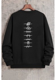 Resim Unisex Ninja Akatsuki Bisiklet Yaka Sweatshirt Siyah 