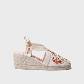 Resim Toni Pons Montjoı Dalia Kadın Bej Çiçek Desen Dolgu Topuk Espadril 1tonw2025085 Bej-kırmızı Bej - Kırmızı 