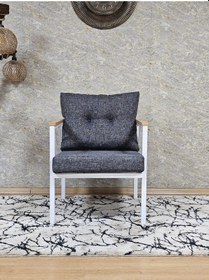 Resim Zafir Tekli Beyaz Boyalı Bahçe - Balkon - Mutfak Çay Seti Takımı Bahçe Koltuk Takımı Füme 