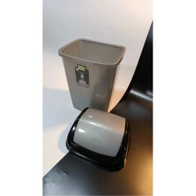 Resim Gri 5l Sallanır Kapaklı Çöp Kovası, Ofis ve Ev Için, 29X14X17 cm 