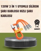Resim 120 W Şarj Ve Veri Aktarımı Kablo 3 Başlıklı Çok Amaçlı Kablo Yüksek Hızlı 
