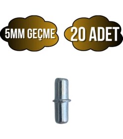 Resim Metal Çift Taraflı 5mm Geçme Raf Pimi Dolap Raf Altı Pimi(5mm)(Metal) 