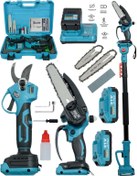 Resim pro drager Akülü Şarjlı Dal Budama Otomatik Yağlamalı Testere Makas Ve Teleskopik Uzatma Kolu 3Lü Kombin 