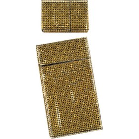 Resim Nes Gift Gold Swarovski Taşlı Ince Sigara Kutusu ve Çakmak Seti 