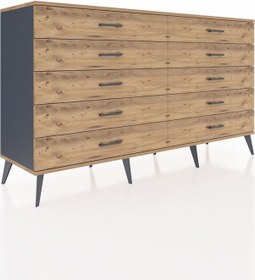 Resim Hyperion Konsol 10 Çekmeceli 176x44x99 Antrasit-çam Antrasit-çam 