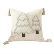Resim Snoweagle Noel Ağacı Nakışlı Yastık Kılıfı Pamuklu Kanvas Yastık Kılıfı B 