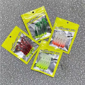 Resim 5 adet/paket Rulo Kuyruk Yumuşak Balık Yemi ile Jig Başlı Kanca, 5 cm Solucan Kurbağa Olta Avı için Silikon Biyonik Yüzme Cazibesi 