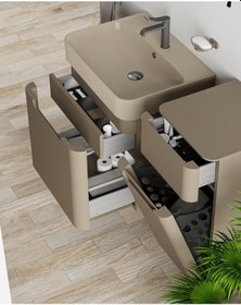 Resim Creavit Colorit Çekmeceli Lavabo Dolabı 60 Cm Cappuccino Kahverengi 