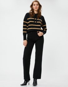 Resim Kapüşonlu Triko Kazak Relax Fit 