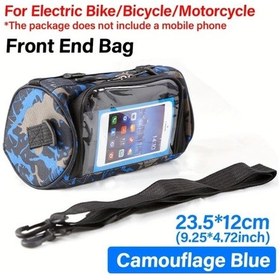 Resim Chuangyinshop 1 Adet Camouflage Blue Evrensel Motosiklet Elektrikli Bisiklet Asma Çantası Ön Depolama Çantası Aksesuar Kamuflaj Mavisi 