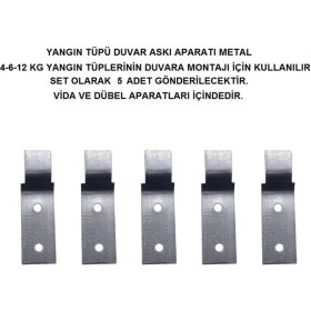 Resim Yangın Tüpü Askı Aparatı Metal 5'li Set Vida Dübel Dahil 