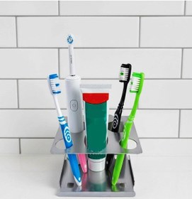 Resim Şarjlı Diş Fırçalık Tutucu Yapışkanlı Ve Vidalı Macunluklu Krom Çok Renkli 