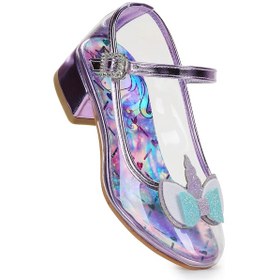 Resim Kiko Kids Unicorn Kız Çocuk Topuklu Abiye Şeffaf Ayakkabı Lila Lila 
