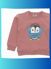 Resim edoy Sweat Penguen Baskılı Temalı Kız Bluz 2 İp Şardonlu 