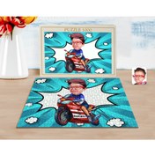 Resim Bk Gift Kişiye Özel Çocuk Motorcu Karikatürlü 1000 Parça Profesyonel Puzzle-1 