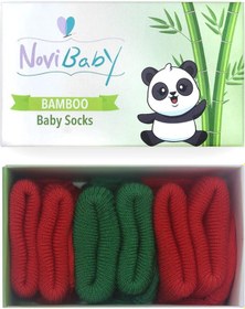 Resim Novibaby 3'lü Bambu Yenidoğan Bebek Çorabı I Christmas I 0-6 ay "Karışık Renkli" 