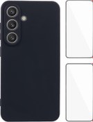 Resim Wanlonfeng Rb3 Serisi Samsung Galaxy Uyumlu S25+ Kılıf 2 Adet Ekran Filmi Hassas Lens Deliği Yumuşak Tpu Telefon Arka Kapağı Siyah Siyah 