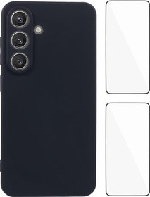 Resim Wanlonfeng Rb3 Serisi Samsung Galaxy Uyumlu S25+ Kılıf 2 Adet Ekran Filmi Hassas Lens Deliği Yumuşak Tpu Telefon Arka Kapağı Siyah Siyah 