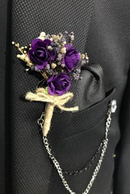 Resim Limelia Mor Yaka Çiçeği Damat ve Sağdıç Yaka Çiçeği 10 Adet 