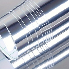Resim Ultra Parlak Gümüş Krom Ayna Araba Vinil Sarma - Sorunsuz Uygulama için Hava Bırakma Teknolojili Yansıtıcı Dekoratif Levha - Dayanıklı ve Uzun Ömürlü Sticker Film Rulosu 