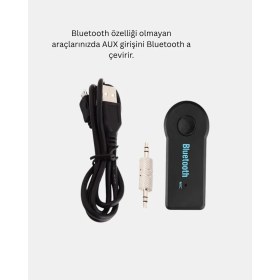 Resim Bluetooth Aux Araç Kiti Eller Serbest Müzik Çalar Dahili Mikrofonlu 