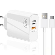 Resim Winex 65W Usba PD33W Quick Charger 3.0 Usba To Type-C 3m Kablolu Hızlı Şarj Aleti Set 