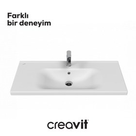Resim Eksen Etajerli Lavabo 100 cm Beyaz 
