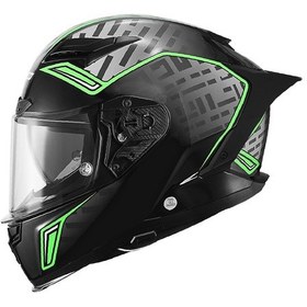 Resim Motoanl Full Face Ce Yüksek Güvenlikli Motor Kaskı Exorcısm Edition Siyah Yeşil 