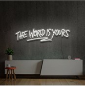 Resim Twins Led The World Is Yours Yazılı Neon Tabela Beyaz Model:model:34563366 