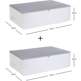 Resim Ocean Home Textile 2 Adet Mega Boy Gri Çizgili Stuff&Things Baza Altı Hurç Set 74 x 46 x 22 cm 