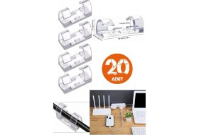 Resim Then Tech 20 Li Kablo Sabitleyici Düzenleyici Şeffaf Kablo Toparlayıcı 