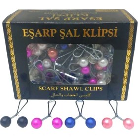 Resim Sepetopia Renkli 100 Parça Eşarp Başörtü - Şal Klipsi (5517) 