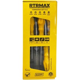Resim Rtrmax RH07825 Tornavida Seti - 5 Parça (3 Yıldız Uçlu/1 Düz Uçlu Tornavida, 1 Kontrol Kalemi) 