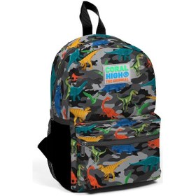 Resim Coral High Kids Gri Kamuflaj Dinazor Desenli İki Bölmeli Yuva Sırt Çantası 23350 
