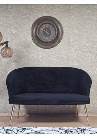 Resim Zafir İkili Teddy Gold Kaplama Sivriltme Ayak Çay Seti Koltuk İkili Berjer , Balkon, Salon, Ofis Siyah 