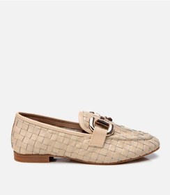 Resim Hotiç Kadın Deri Bej Örgü Detaylı Tokalı Klasik Loafer 01ayh303950a310 Bej 