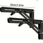 Resim 1 adet Ağır Hizmet Tipi Paslanmaz Çelik Üçgen Katlanabilir Destek Askısı - Duvara Monte Spring-Loaded Raf Depolama Rafı için Alan Tasarrufu ve Artan Stabilite için - Çift Olmayan Tek Askı Tasarımı, Raf 