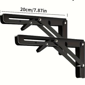 Resim 1 adet Ağır Hizmet Tipi Paslanmaz Çelik Üçgen Katlanabilir Destek Askısı - Duvara Monte Spring-Loaded Raf Depolama Rafı için Alan Tasarrufu ve Artan Stabilite için - Çift Olmayan Tek Askı Tasarımı, Raf 
