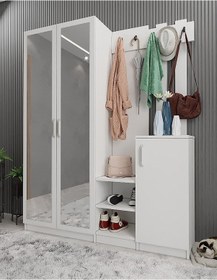 Resim Moon Portmanto Vestiyer Beyaz 140 cm 