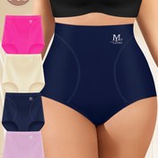 Resim MEIYATING Şık Büyük Beden Yüksek Belli Külot 4'lü Paket - %90 Polyester Örgü Kumaş %10 Elastan, Tam Kapsamlı Rahat Kesim Külot Kadınlar İçin Orta Esneklik Katı Renk Tasarımı 
