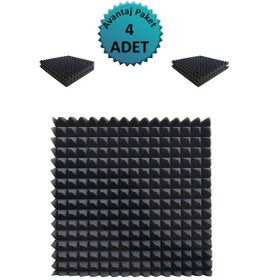 Resim Akustik Ses Yalıtım Süngeri 50x50x4 Piramit Kesim Yapışkansız/4 Ad 