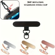 Resim Yükseltilmiş 360° Dönen Paslanmaz Çelik Cep Telefonu Askısı Bağlayıcı, Ultra-İnce Metal Klipsi, Güvenli Bilek Askısı Kolye, Cep Telefonu Kılıfları İçin Uygun 