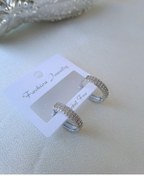 Resim 3 Sıra Zirkon Taşlı Halka Küpe Gümüş 