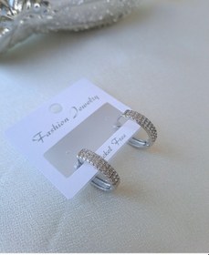 Resim 3 Sıra Zirkon Taşlı Halka Küpe Gümüş 